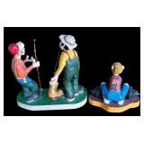 P - Set of 2 Pobbie Crafty Crafts Hand Carved Wooden Sculptures