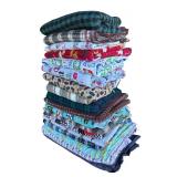 P - Large Collection of Assorted Flannel and Patterned Fabric Pieces