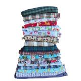 P - Large Collection of Assorted Flannel and Patterned Fabric Pieces