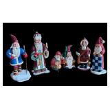 P - Set of 6 Hand-Carved Santa Figurines by Midwest and Pobbies Crafty Crafts