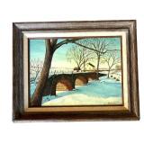 P - Original Old Stone Bridge Painting by Pearl Charlson
