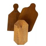 P - Set of 3 Vintage Wooden Wall Decor Boards with Handcrafted Designs
