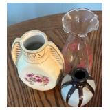 P - Set of 3 Vintage Vases Ceramic and Glass