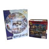 P - Set of 2 Puzzles: Sealed Dowdle Chicago 1000-Piece and Springbok Winter 500-Piece