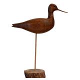 LR - Pair of Vintage Wooden Bird Sculptures with Natural Wood Bases