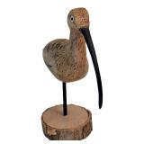 LR - Pair of Vintage Wooden Bird Sculptures with Natural Wood Bases