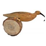 LR - Pair of Vintage Wooden Bird Sculptures with Natural Wood Bases