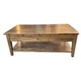 LR - Wood Coffee Table with Two Drawers and Lower Shelf