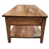 LR - Wood Coffee Table with Two Drawers and Lower Shelf