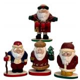 LR - Set of 4 Pobbles Crafty Crafts Hand Carved Santa Figurines