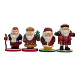 LR - Set of 4 Pobbles Crafty Crafts Hand Carved Santa Figurines