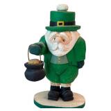 DR - Framed Shamrock Cross-Stitch with 3 Hand-Carved Leprechaun Figurines