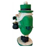 DR - Framed Shamrock Cross-Stitch with 3 Hand-Carved Leprechaun Figurines