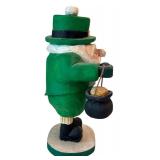 DR - Framed Shamrock Cross-Stitch with 3 Hand-Carved Leprechaun Figurines