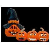 DR - Collection of Fall and Halloween Decor Including Carved Figures and Ceramic Turkeys