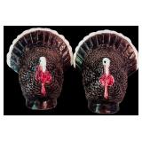 DR - Collection of Fall and Halloween Decor Including Carved Figures and Ceramic Turkeys