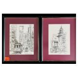 RBR - Pair of Framed San Francisco Cable Car Art Prints, California Street
