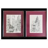 RBR - Pair of Framed San Francisco Cable Car Art Prints, California Street