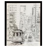 RBR - Pair of Framed San Francisco Cable Car Art Prints, California Street