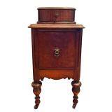 MBR - Vintage Wooden Bedside Table with Drawer and Cabinet