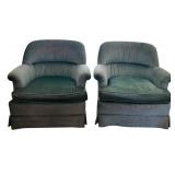 LR - Pair of Vintage Upholstered Green Armchairs
