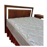 RBR - Vintage Mid Century Dark Wood Full-Size Headboard