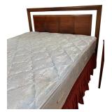 RBR - Vintage Mid Century Dark Wood Full-Size Headboard