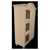 LL - Cream Vintage Cabinet with Glass Cubbies and Floral Trim