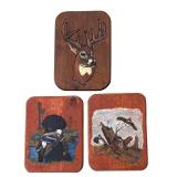 G - Set of 3 Vintage Hand-Painted Wooden Wildlife Plaques