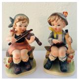 LR - Set of 2 6-Inch Vintage Napcoware Child Musicians Figurines