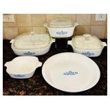 LR - Corning Ware Blue Cornflower Bakeware Set with Glass Lids - 5 Pieces