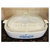 LR - Corning Ware Blue Cornflower Bakeware Set with Glass Lids - 5 Pieces