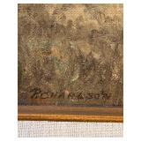 LR - Oil Painting A Prairie Church by Pearl Charlson in Ornate Gold Frame