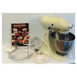LR - Vintage KitchenAid Hobart Model K45SS Stand Mixer with Attachments and Cookbook
