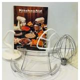 LR - Vintage KitchenAid Hobart Model K45SS Stand Mixer with Attachments and Cookbook