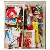 LR - Collection of Holiday Gift Wrap, Gift Bags, and Wrapping Accessories in Storage Bins