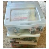 LR - Collection of Holiday Gift Wrap, Gift Bags, and Wrapping Accessories in Storage Bins