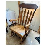 LR - Vintage Wooden Rocking Chair with Spindle Back and Armrests