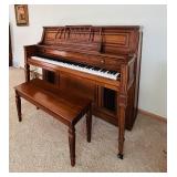 LR - Kohler Console Piano with Bench and Sheet Music Collection