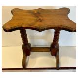 LR - Wooden Accent Side Table with Turned Legs, 15 Inch Height