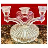 LR - Set of 3 Vintage Art Deco Glass Candle Holders, 5 Inch Tall