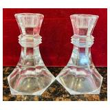 LR - Set of 3 Vintage Art Deco Glass Candle Holders, 5 Inch Tall