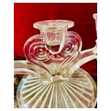 LR - Set of 3 Vintage Art Deco Glass Candle Holders, 5 Inch Tall