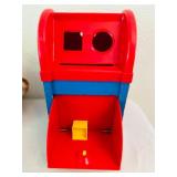 LR - Vintage Fisher-Price Jet, Playskool Postal Station, Shape Sorter, and Dominoes Set