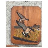 G - Set of 3 Hand-Painted Wood Plaques with Wildlife and Fruit Basket Designs