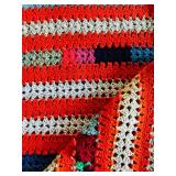 P - Handmade Crochet Blanket 70 x 38 Inches with Striped Multi-Color Pattern