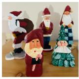 LL - Set of 8 Liberty Court Hand-Carved Wooden Santa Figurines and Trees