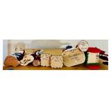 LL - Set of 8 Liberty Court Hand-Carved Wooden Santa Figurines and Trees