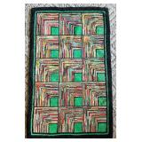 P - Handmade Vintage Multicolor Hooked Rug with Geometric Pattern