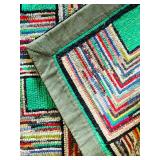 P - Handmade Vintage Multicolor Hooked Rug with Geometric Pattern